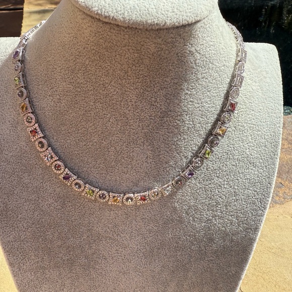 18” Ross-Simons sterling silver necklace with 7 different semi-precious stones. - Picture 1 of 14